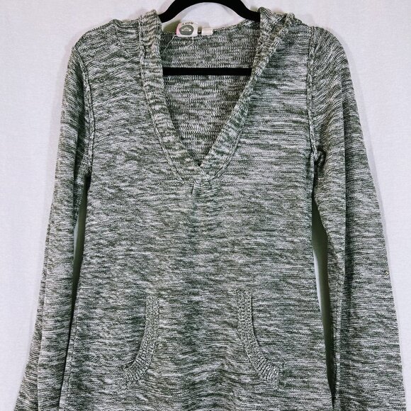 Roxy Light Gray & White Hooded Sweater Size M - Picture 2 of 5